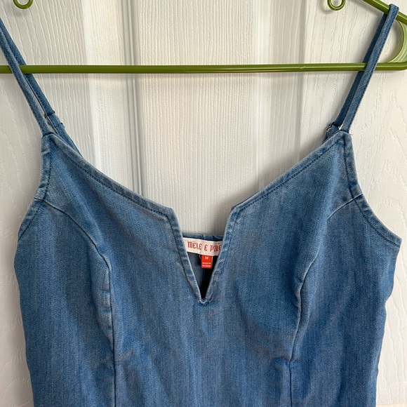 Mele E Pere V-Neck Denim Mini Dress - Picture 4 of 4